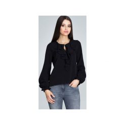 Bluzka M609 Czarny. Czarne bluzki damskie FIGL, xl, bez wzorów, eleganckie, bez kołnierzyka, z długim rękawem. Za 129,00 zł.