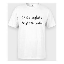 Koszulka Krążą pogłoski, że jestem boski. T-shirty chłopięce MegaKoszulki, z napisami, z bawełny, bez rękawów. Za 44,90 zł.