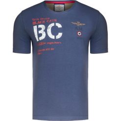 T-shirt AERONAUTICA MILITARE Niebieski. Niebieskie t-shirty męskie marki Aeronautica Militare, z nadrukiem, z bawełny, z okrągłym kołnierzem. Za 240,00 zł.