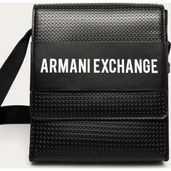 Armani Exchange - Torba. Czarne torby męskie skórzane Armani Exchange, w paski, z poliesteru, casualowe, na ramię, małe. Za 519,90 zł.