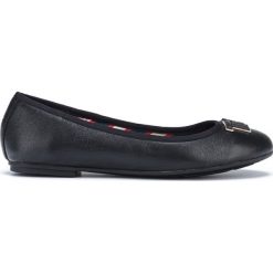 Tommy Hilfiger Baleriny Czarny. Czarne baleriny damskie TOMMY HILFIGER, bez wzorów, ze skóry, bez obcasa. Za 426,95 zł.