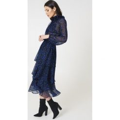 Sukienki: NA-KD Boho Sukienka midi ze stójką – Black,Blue,Multicolor