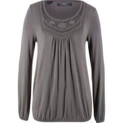 Shirt ze stretchem, długi rękaw bonprix szary. Szare koszulki damskie bonprix, bez wzorów, bez kołnierzyka, z długim rękawem. Za 54,99 zł.