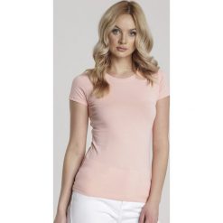 Różowy T-shirt Iaosine. Różowe bluzki damskie Renee, s, bez wzorów, z tkaniny, z okrągłym kołnierzem, z krótkim rękawem. Za 39,99 zł.