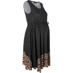 Sukienka ciążowa shirtowa bonprix czarny. Czarne sukienki ciążowe marki bonprix, w paski, moda ciążowa. Za 129,99 zł.
