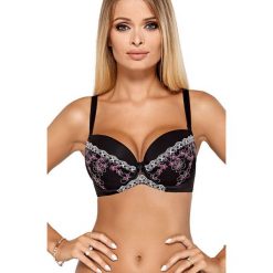 Biustonosze: Biustonosz push-up „Nadine” w kolorze czarno-fioletowym