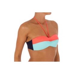 Góra kostiumu kąpielowego LAETI COLOR BLOCK damska. Niebieskie t-shirty damskie OLAIAN, bez wzorów, z elastanu, bez rękawów, do pływania. Za 49,99 zł.