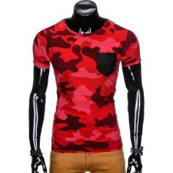 T-shirt męski z nadrukiem moro S948 - czerwony/moro. Czerwone t-shirty męskie Ombre Clothing, s, z nadrukiem, bez kołnierzyka. Za 22,99 zł.