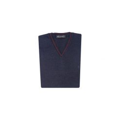 Grafitowy sweter męski SLIM SW4. Szare swetry męskie Lanieri Fashion - swetry męskie, s, bez wzorów, z bawełny, casualowe, z dekoltem w serek, bez kaptura. Za 117,00 zł.