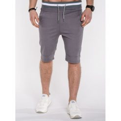 KRÓTKIE SPODENKI MĘSKIE P403 - SZARE. Szare spodenki i szorty męskie marki Ombre Clothing, s, z bawełny, krótkie. Za 47,20 zł.