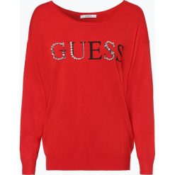 Guess Jeans - Sweter damski, biały. Szare swetry klasyczne damskie marki Guess Jeans, na co dzień, l, z aplikacjami, z bawełny, casualowe, z okrągłym kołnierzem, mini, dopasowane. Za 309,95 zł.