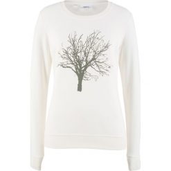 Bluza z motywem drzewa bonprix biel wełny z nadrukiem. Białe bluzy damskie bonprix, z nadrukiem, z wełny, bez rękawów, bez kaptura. Za 37,99 zł.