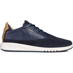 Geox - Buty. Niebieskie buty sportowe męskie Geox, ze skóry, na sznurówki. W wyprzedaży za 379,90 zł.