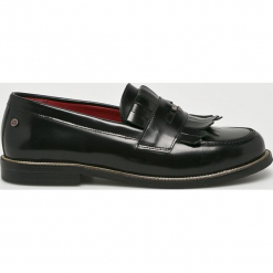 Tommy Hilfiger - Mokasyny. Czarne mokasyny damskie TOMMY HILFIGER, z materiału. Za 579,90 zł.