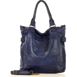 Marco mazzini torebka skórzana vintage shopper z dwoma kieszeniami pelle lavata granatowa. Torby damskie na zakupy MAZZINI, w paski, ze skóry, vintage. W wyprzedaży za 499,00 zł.