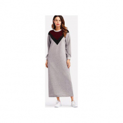 Szara sukienka bluzowa maxi z wzorem V. Szare długie sukienki marki Bien fashion, xl, w kolorowe wzory. Za 109,00 zł.