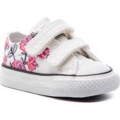Trampki CONVERSE - Ctas V2 Ox 763545C White/Racer Pink/B. Białe trampki dziewczęce Converse, bez wzorów, z gumy, na rzepy. Za 179,00 zł.