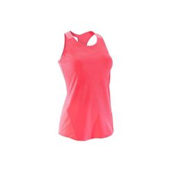 Top fitness kardio 120 damski. Czerwone bluzki sportowe damskie marki DOMYOS, z elastanu. Za 24,99 zł.