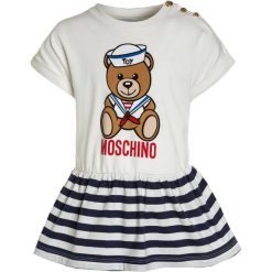 MOSCHINO Tshirt z nadrukiem riga blu. Niebieskie t-shirty damskie marki MOSCHINO, z nadrukiem, z elastanu. Za 329,00 zł.