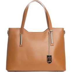 Skórzany shopper bag w kolorze jasnobrązowym - 45 x 37 x 16 cm. Brązowe torby na zakupy damskie marki Best of Italian Summer Bags, w paski, ze skóry. W wyprzedaży za 347,95 zł.