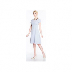 Rozkloszowana sukienka midi SL2170G. Niebieskie sukienki mini marki Soleil, na wiosnę, xs, z materiału, z krótkim rękawem, rozkloszowane. Za 129,00 zł.