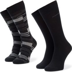 Zestaw 2 par wysokich skarpet męskich BOSS - 2P Rs Stripe Cc 50420236 001. Czarne skarpetki męskie Boss, bez wzorów, z elastanu. W wyprzedaży za 59,00 zł.