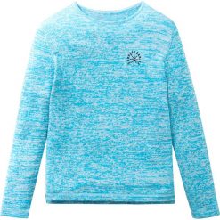 Sweter melanżowy bonprix turkusowo-biel wełny melanż. Niebieskie swetry chłopięce bonprix, bez wzorów, z wełny, z okrągłym kołnierzem. Za 54,99 zł.