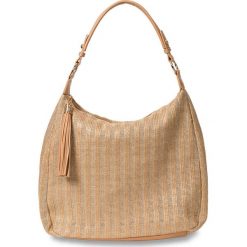Torba shopper słomkowa z chwostem bonprix naturalno-złoty kolor. Brązowe torby damskie na zakupy marki bonprix. Za 54,99 zł.