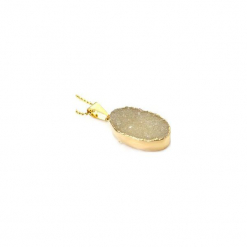 Naszyjnik Agat Druza Beż złoto. Brązowe naszyjniki damskie marki Brazi druse jewelry, pozłacane. Za 170,00 zł.