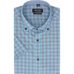 Koszula bexley 2304 krótki rękaw slim fit niebieski. Niebieskie koszule męskie jeansowe Recman, na lato, l, w kratkę, button down, z krótkim rękawem. Za 29,99 zł.