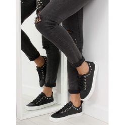 Czarne trampki z cyrkoniami ENVI. Czarne buty sportowe damskie FunKee.pl, bez wzorów, z tkaniny, klasyczne. Za 93,99 zł.