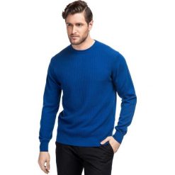 Sweter ADALBERTO SWNR000204. Niebieskie swetry męskie Giacomo Conti, m, bez wzorów, z bawełny, bez kołnierzyka, bez kaptura. Za 229,00 zł.