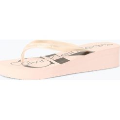 Calvin Klein Jeans - Damskie japonki, różowy. Różowe klapki damskie marki Calvin Klein Jeans, bez wzorów, z jeansu, na wysokim obcasie. Za 179,95 zł.