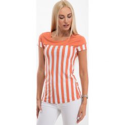 Bluzka w pionowe paski pomarańczowa. Brązowe bluzki damskie marki Fasardi, w paski. Za 19,00 zł.