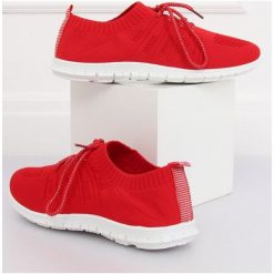 Buty sportowe czerwone MERANO. Czerwone buty sportowe damskie FunKee.pl, bez wzorów, z tkaniny, sportowe, na fitness i siłownię. Za 82,99 zł.