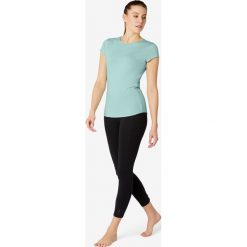 Koszulka krótki rękaw Gym & Pilates 520 damska. Zielone t-shirty damskie NYAMBA, xl, bez wzorów, z elastanu, sportowe, bez kołnierzyka. Za 54,99 zł.