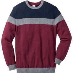 Swetry klasyczne męskie: Sweter Regular Fit bonprix niebiesko-szaro-czerwony