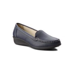 CLARA BARSON W17SS608-8. Niebieskie półbuty damskie Clara Barson, bez wzorów, ze skóry ekologicznej, bez obcasa, bez zapięcia. Za 69,99 zł.