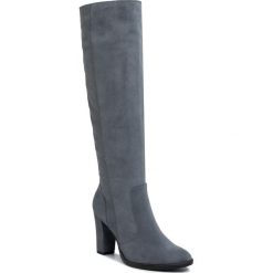 Kozaki NESSI - 18001/M Szary 5. Szare kozaki damskie Nessi, ze skóry, bez obcasa, bez zapięcia. W wyprzedaży za 389,00 zł.