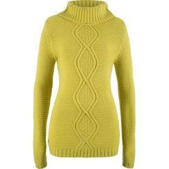 Sweter z warkoczem bonprix pistacjowy. Zielone swetry damskie bonprix, bez wzorów, bez rękawów, bez kaptura. Za 54,99 zł.