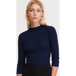 Sweter z półgolfem - Granatowy. Niebieskie swetry damskie Reserved, s, bez wzorów, bez rękawów, bez kaptura. Za 79,99 zł.