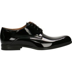 Półbuty STAF. Czarne buty wizytowe męskie Gino Rossi, bez wzorów, ze skóry, klasyczne, na sznurówki. Za 299,90 zł.