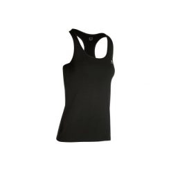 Top fitness kardio 100 damski. Czarne topy sportowe damskie marki DOMYOS, l, z elastanu, na fitness i siłownię. Za 19,99 zł.