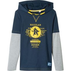 Shirt chłopięcy 2 w 1 z kapturem bonprix ciemnoniebiesko-jasnoszary melanż. Niebieskie t-shirty chłopięce bonprix, bez wzorów, bez rękawów. Za 37,99 zł.