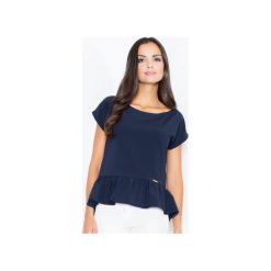 Bluzka M388 Granat. Niebieskie bluzki damskie FIGL, xl, bez wzorów, klasyczne, z klasycznym kołnierzykiem, z krótkim rękawem. Za 89,00 zł.