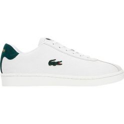 Skórzane sneakersy "Masters" w kolorze biało-zielonym. Zielone sneakersy męskie Lacoste, na sznurówki. W wyprzedaży za 259,95 zł.
