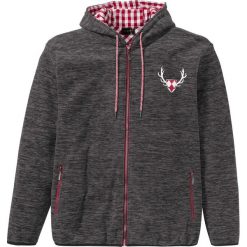Bluza rozpinana z polaru w ludowym stylu bonprix antracytowy melanż. Szare bluzy męskie bonprix, s, z aplikacjami, z poliesteru, bez kołnierzyka, bez rękawów, bez kaptura. Za 134,99 zł.