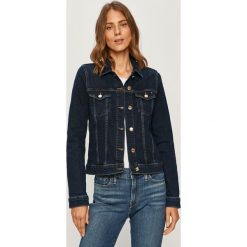 Tommy Hilfiger - Kurtka jeansowa. Niebieskie kurtki damskie TOMMY HILFIGER, bez wzorów, z elastanu, krótkie. Za 579,90 zł.
