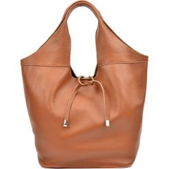 Shopper bag damskie: Skórzana torebka w kolorze koniaku – (S)30 x (W)45 x (G)16 cm