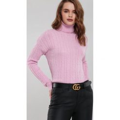 Różowy Golf Meadowlark. Różowe swetry damskie Renee, s, bez wzorów, z jeansu, eleganckie, z długim rękawem, długie, bez kaptura. Za 99,99 zł.